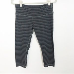 Lululemon Crop Wunder Under Gray Stripe Pants 10